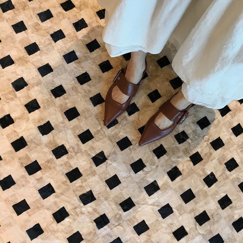 Giày Gót Thấp Mũi Nhọn Cài Khóa Phong Cách Âu Mỹ Thời Trang