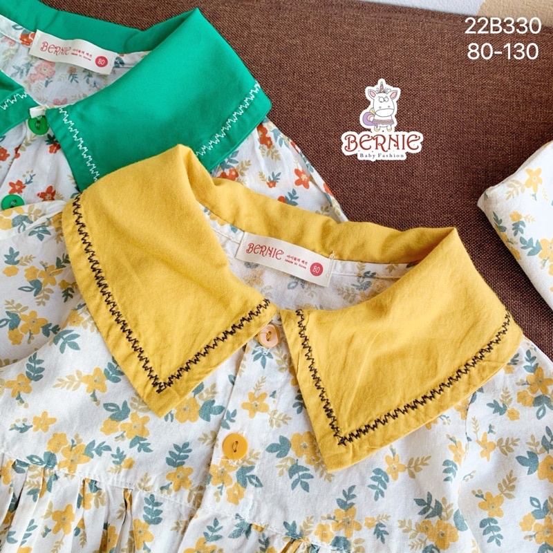Bộ bé gái Bernie hoa nhí Baby Doll chất thô boi cho bé từ 9-22kg-22B330