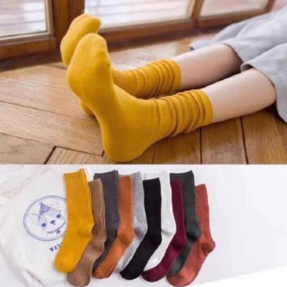 Set 5 Vớ Trơn Gân Cổ Cao (5 Đôi 5 Màu)*