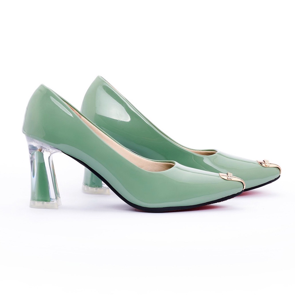 GIÀY GÓT TRONG JICO MŨI NHỌN DA BÓNG, DA LÌ CAO 7CM - MÀU ĐEN, NUDE, TRẮNG, XANH -