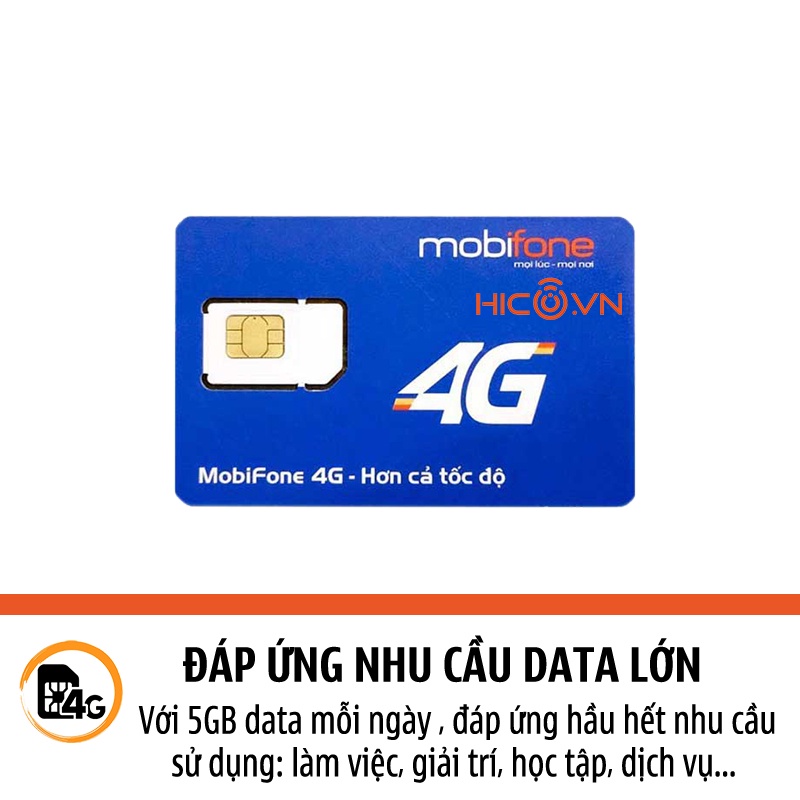 Sim 4G Mobifone 12MDT50 trọn gói 1 năm , tặng 5GB tốc độ cao mỗi ngày, sử dụng không giới hạn trên toàn quốc