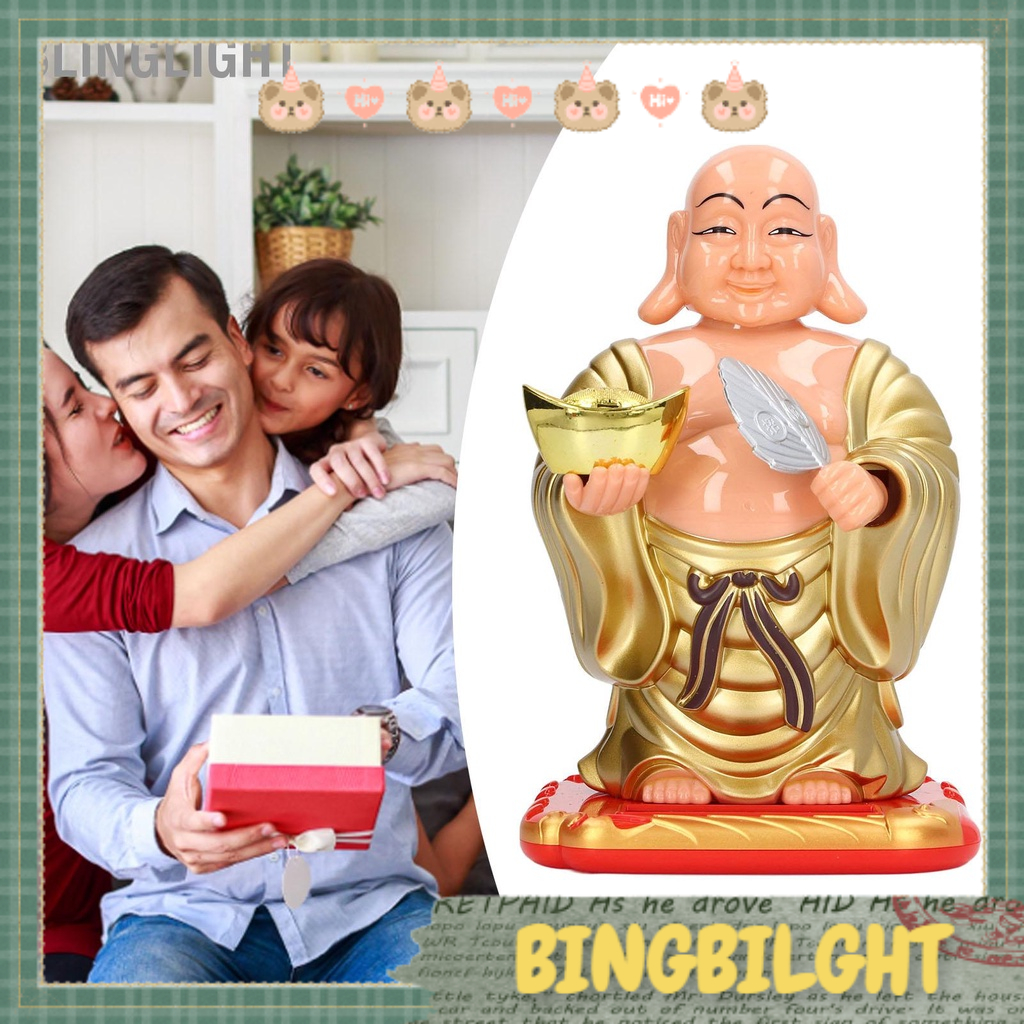 Blinglight Lớn Cười Tượng Phật Di Lặc In Hình Hoa Lá Mặt Trời Lắc Đầu Ngộ Nghĩnh Bảng Điều Khiển Xe Giáo Vật Trang Trí
