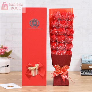 Quà 20/10 - Hộp quà 11 hoa hồng sáp kim tuyến sang trọng quà tặng ngày lễ kỉ niệm, sinh nhật, lễ Phụ nữ Việt Nam
