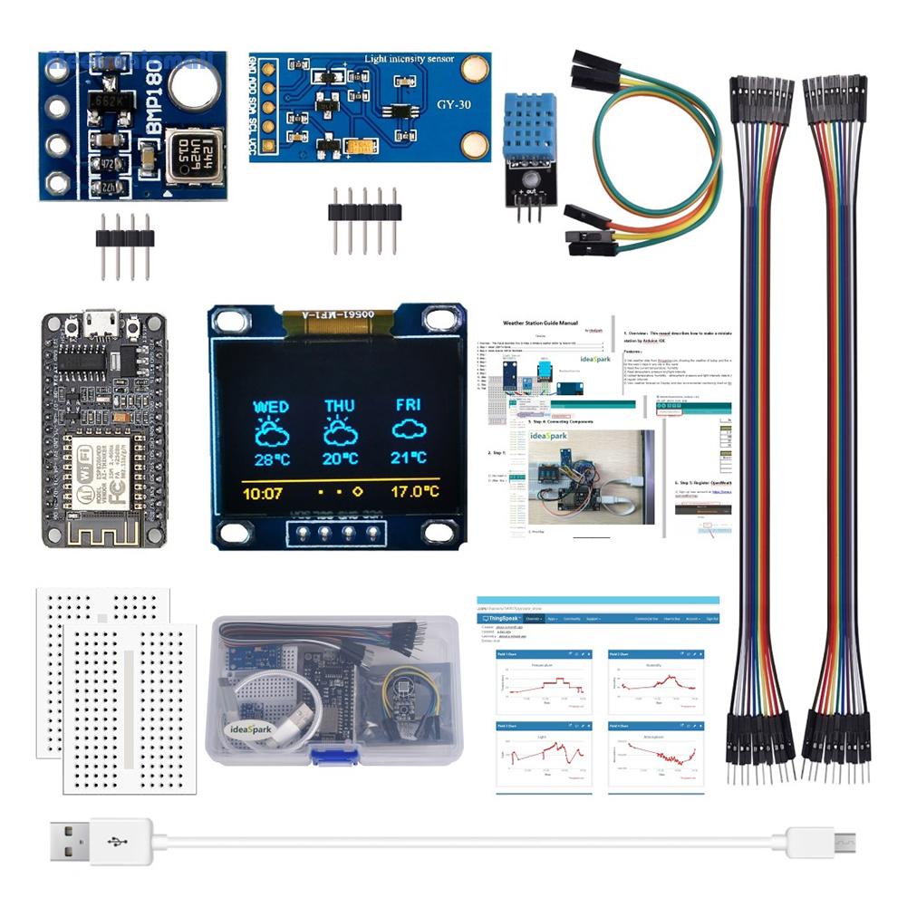Bộ Linh Kiện Hiển Thị Nhiệt Độ Và Độ Ẩm Điện Tử ElectronicMall01* ESP8266
