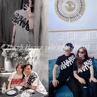 [FREESHIP] Áo phông dsq chữ chéo Nam Nữ Cổ Tròn Form Rộng  Áo Phông Unisex Basic Cotton Oversize Giá Rẻ