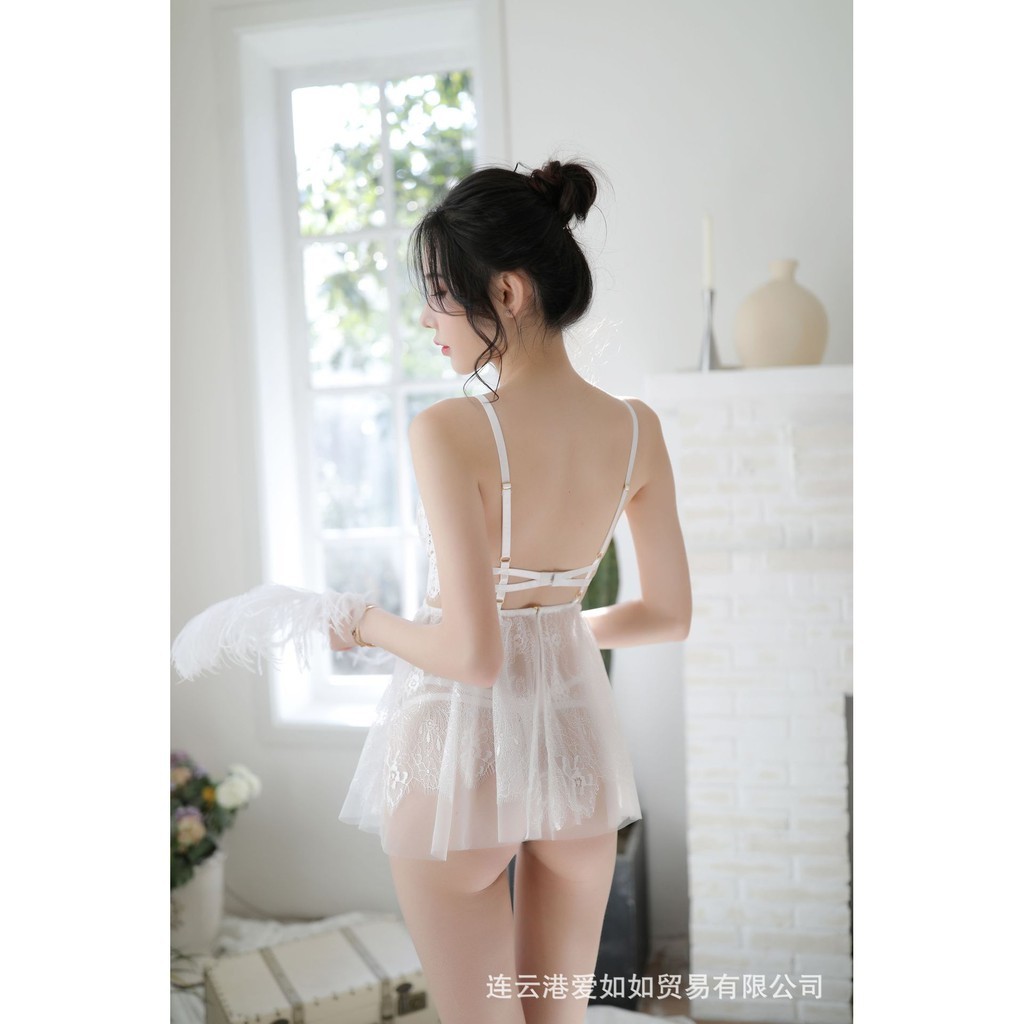 Bộ đồ ngủ ren xuyên thấu 5136 Áo cài sau kết hợp chân váy Siêu sexy | BigBuy360 - bigbuy360.vn