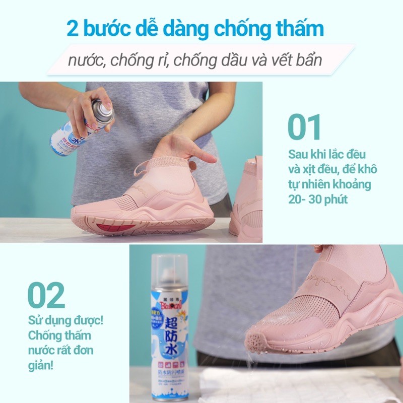 Xịt chống thấm nước cho giày và hạn chế bám bẩn