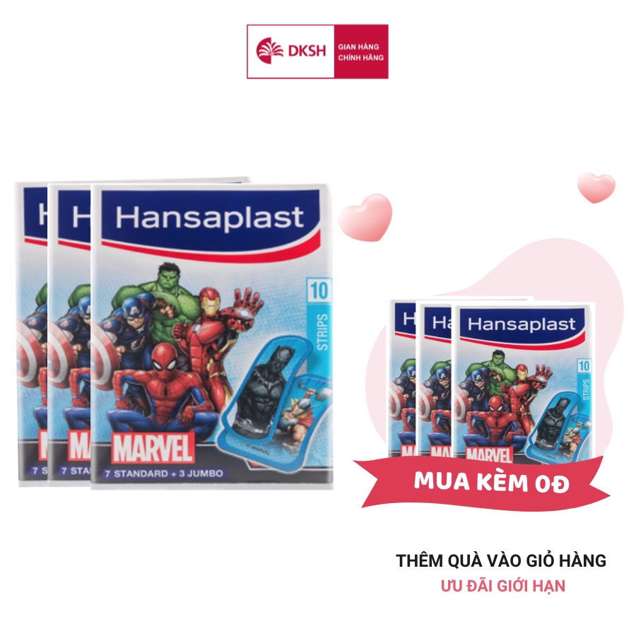 Combo 3 Gói Băng cá nhân Hansaplast Marvel gói 10 miếng,Độc quyền duy nhất tại Việt Nam-Thương hiệu số 1 của Đức