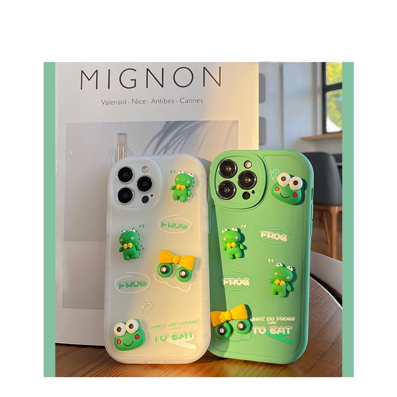 3D Ốp Điện Thoại Silicon Mềm Hình Ếch Hoạt Hình Cho IPhone 12 13 11 Pro Max X Xs Max Xr 7 8 Plus