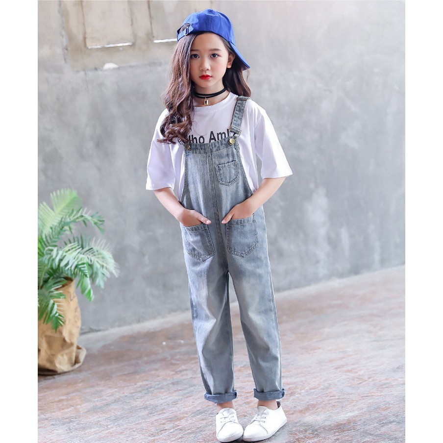 Yếm Jean Cho Bé Gái Chất Liệu Vải Cao Cấp Thoáng Mát Size Từ 15kg - 43kg