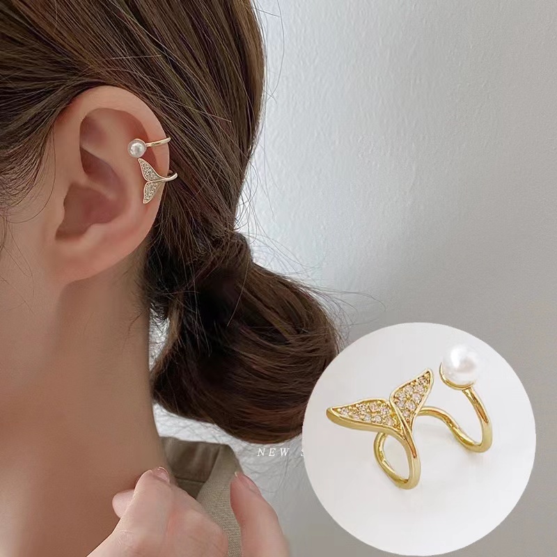Khuyên Kẹp Vành Tai Đính Ngọc Trai Đơn Giản Thời Trang Phong Cách Hàn Quốc Cho Nữ