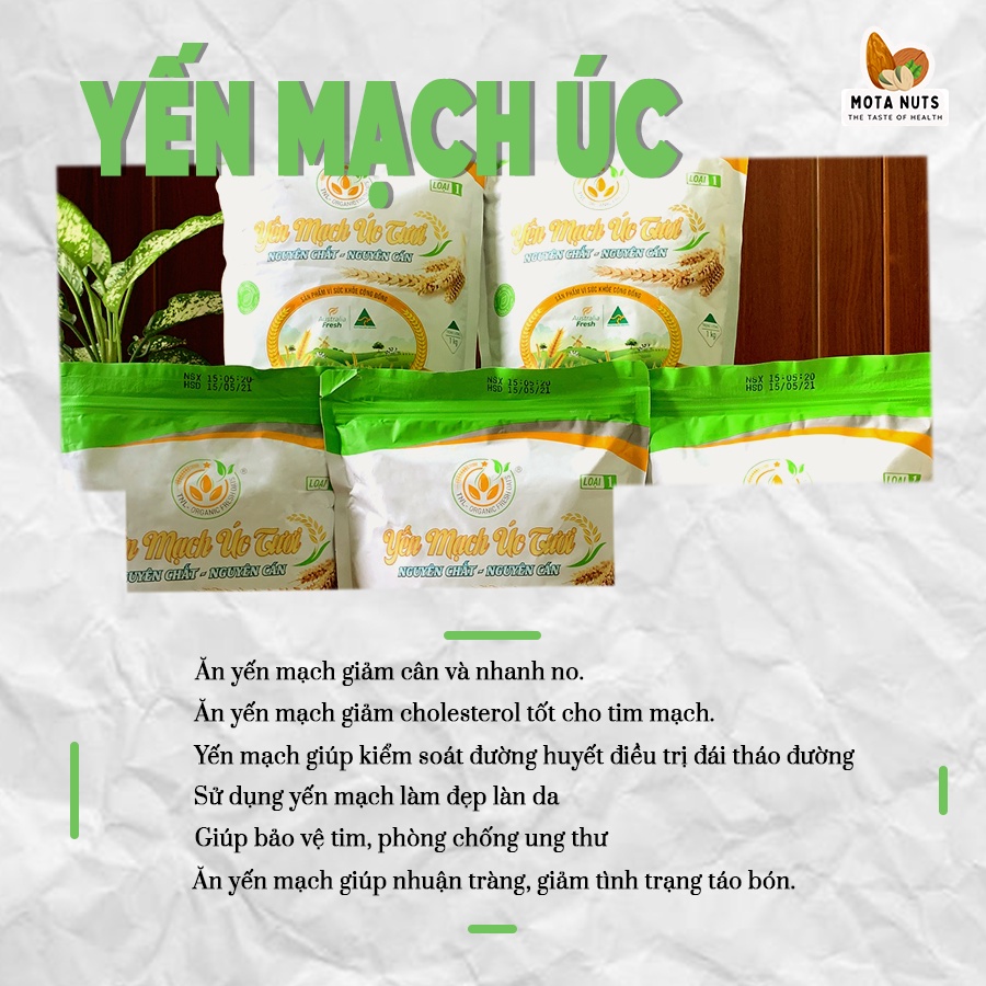 Yến mạch Úc tươi 1kg - Giảm cân - Chữ vàng chuẩn công ty - HSD mới nhất