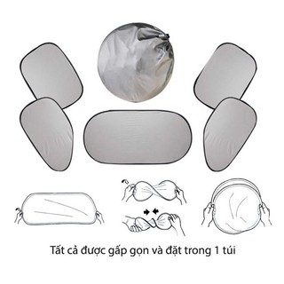 Bộ 6 tấm che nắng tráng bạc - Bộ chắn nắng kính ô tô tráng bạc 6 miếng