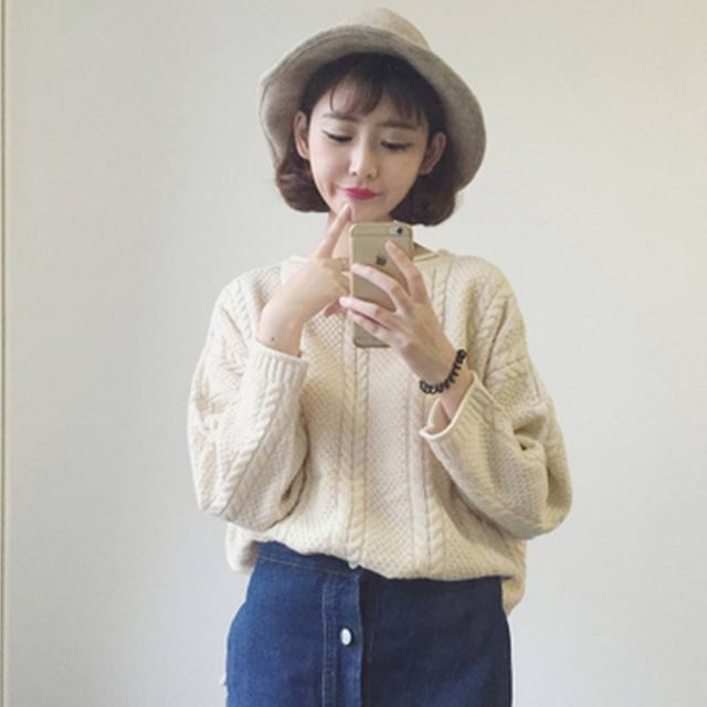 [Có sẵn] Áo len thừng xoắn ulzzang phong cách Hàn | BigBuy360 - bigbuy360.vn