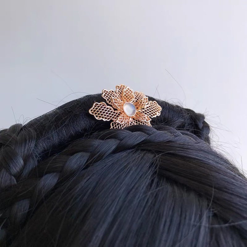 1 cán trâm họa tiết hoa mẫu đơn 50*33mm nguyên liệu làm trâm, làm trang sức