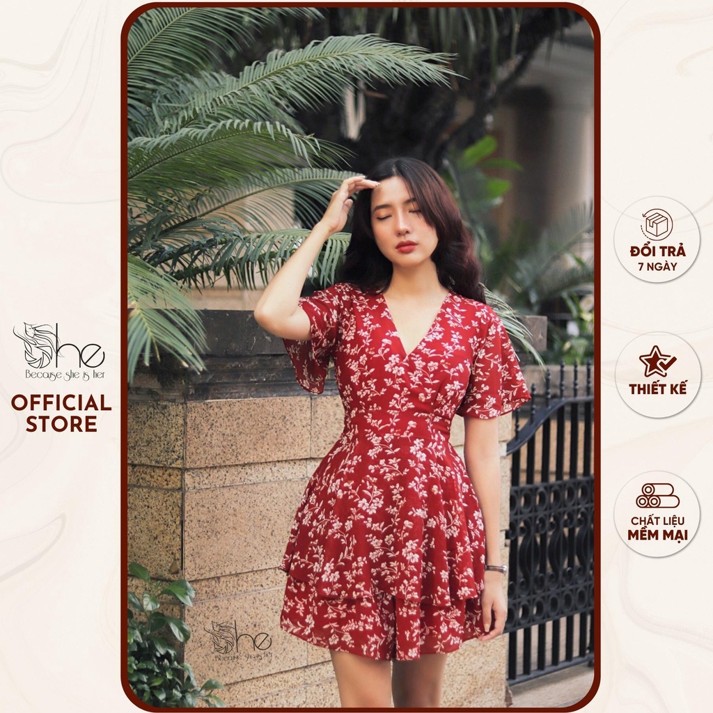 Jumpsuit nữ thiết kế dáng xoè She, jump hoa nhí đi biển thời trang SJX02
