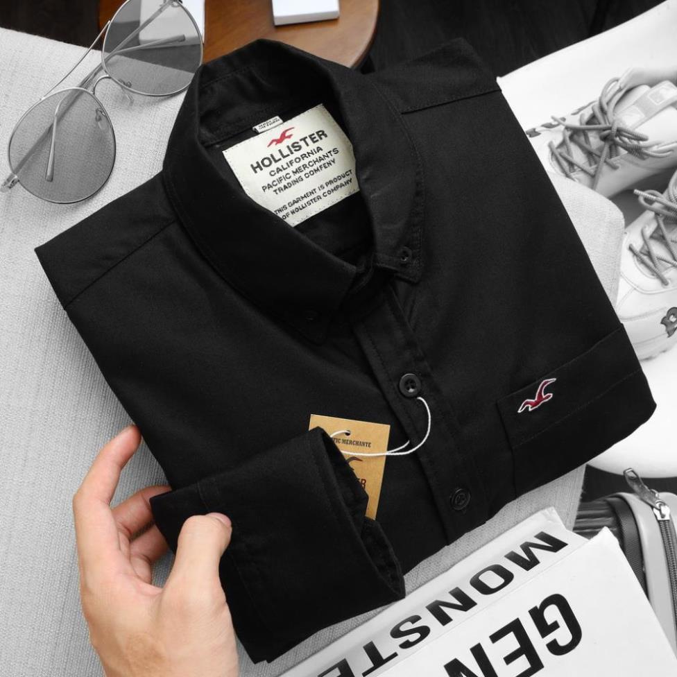 Áo sơ mi nam tay dài Cao Cấp Hollister màu Đen vải Oxford xịn - Hàng VN xuất EU - Đẳng Cấp Hàng Hiệu -K(&1 !