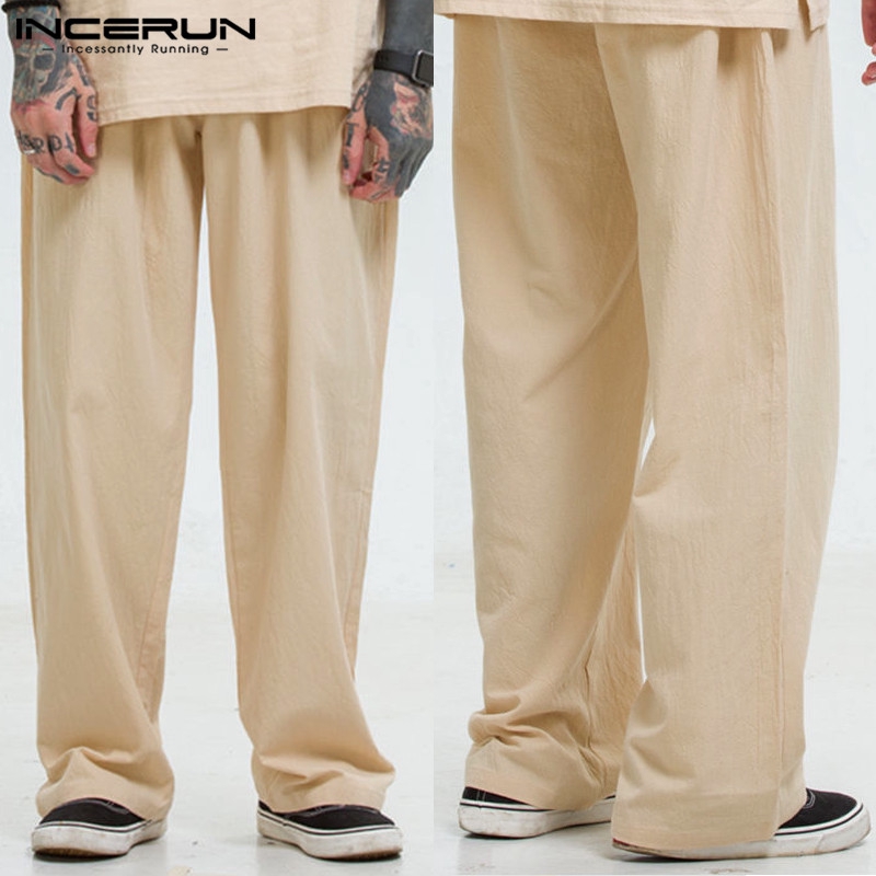 INCERUN Mens Casual Linen Oversize Vintage Yoga Pants | BigBuy360 - bigbuy360.vn