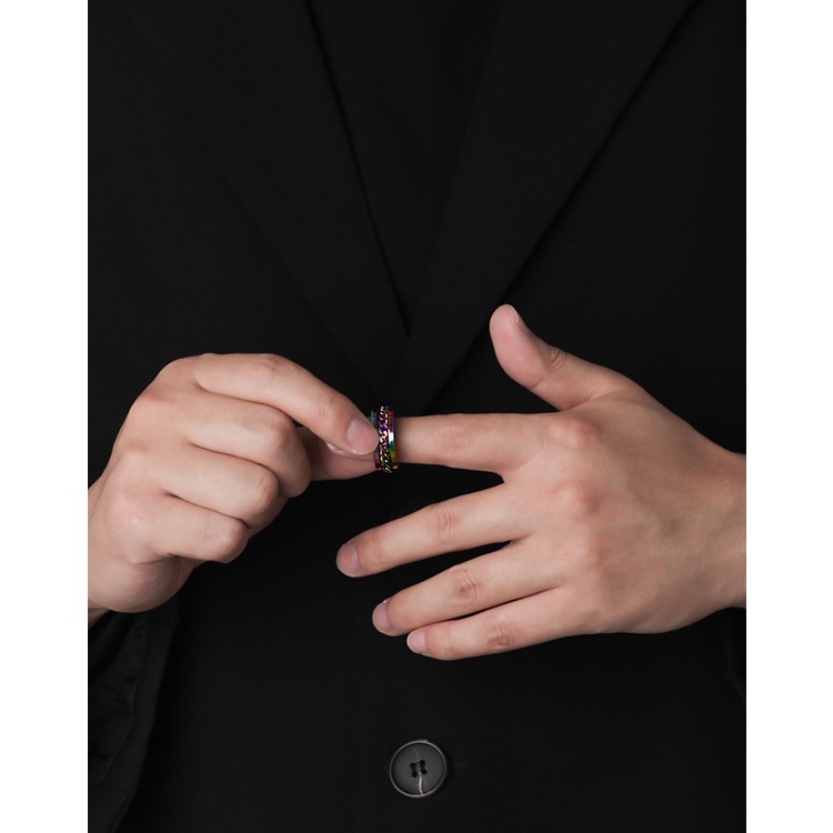 Nhẫn khui bia ánh lửa xích xoay titan đeo đôi cặp nam nữ tình yêu