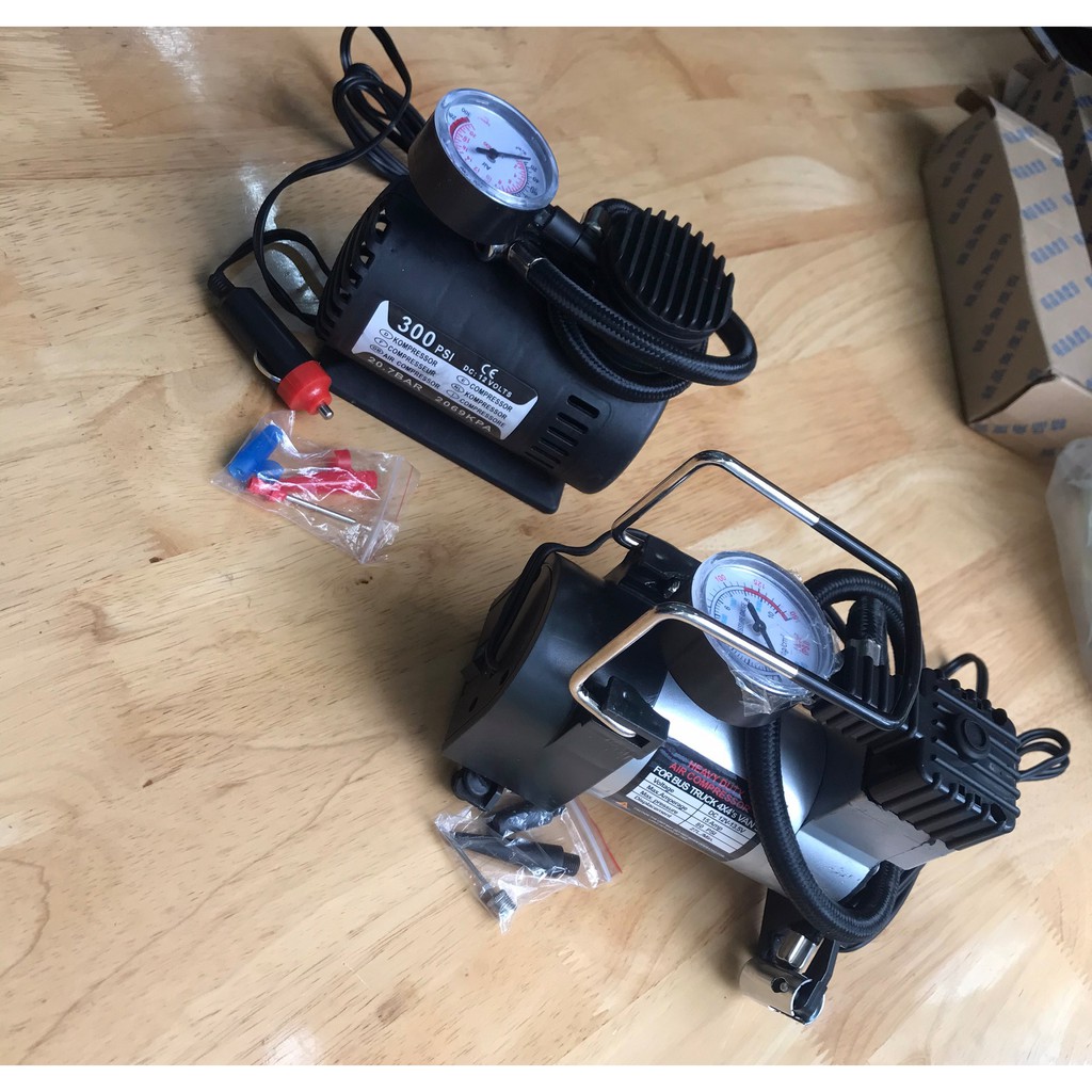 Máy bơm lốp mini dự phòng DC 12v - Máy bơm lốp di động, vỏ kim loại