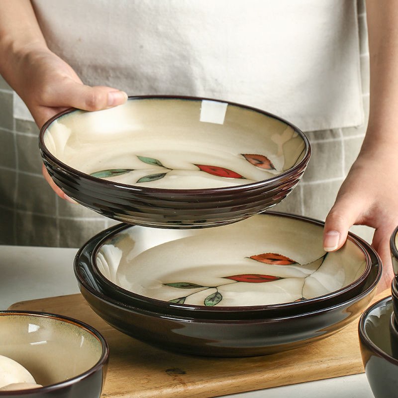 HOA - Bộ bát đĩa lá cành - Gốm sứ tráng men cao cấp