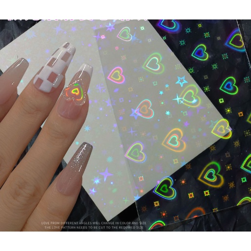 Sticker trái tim ánh 4D