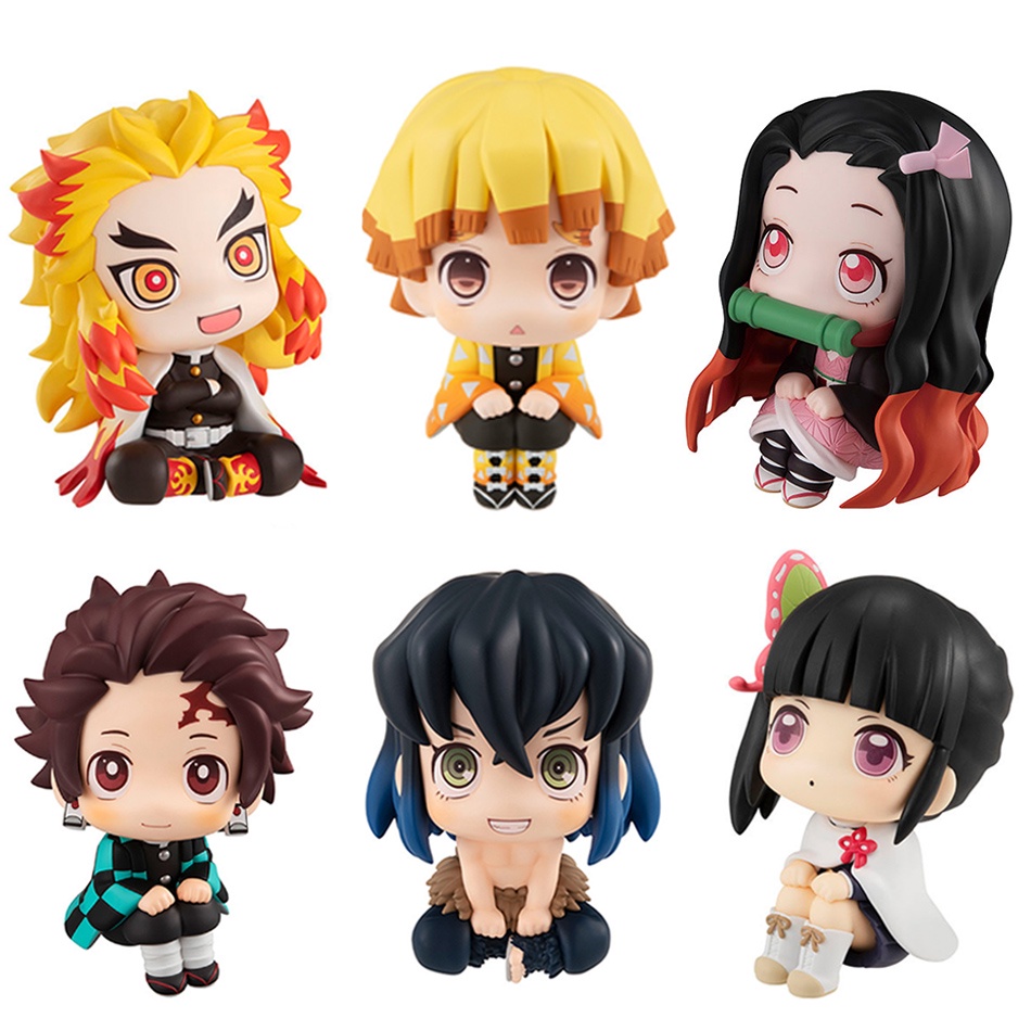 Bộ 6 Mô Hình Nhân Vật Hoạt Hình Demon Slayer Tanjiro Nezuko Zenitsu Inosuke Rengoku Giyu Shinobu Mitsuri Obanai Sanemi Gyomei 6.5cm