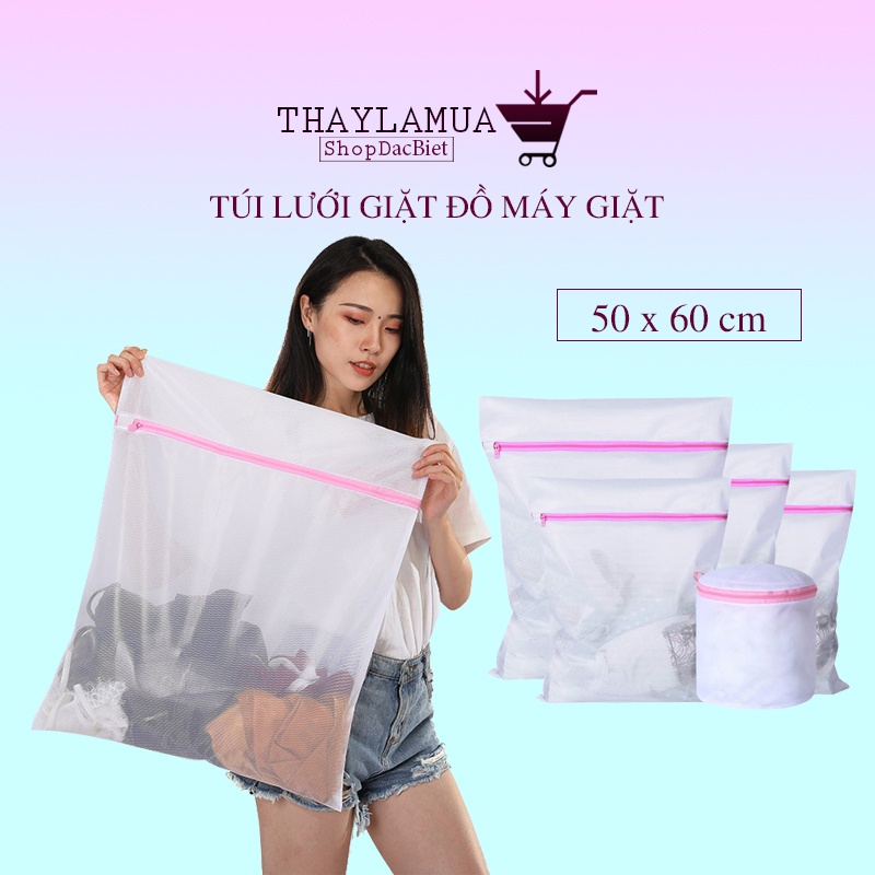 Túi Lưới, Túi Giặt Đồ Máy Giặt Cao Cấp Vải Lưới Mịn Size 50*60 Cm