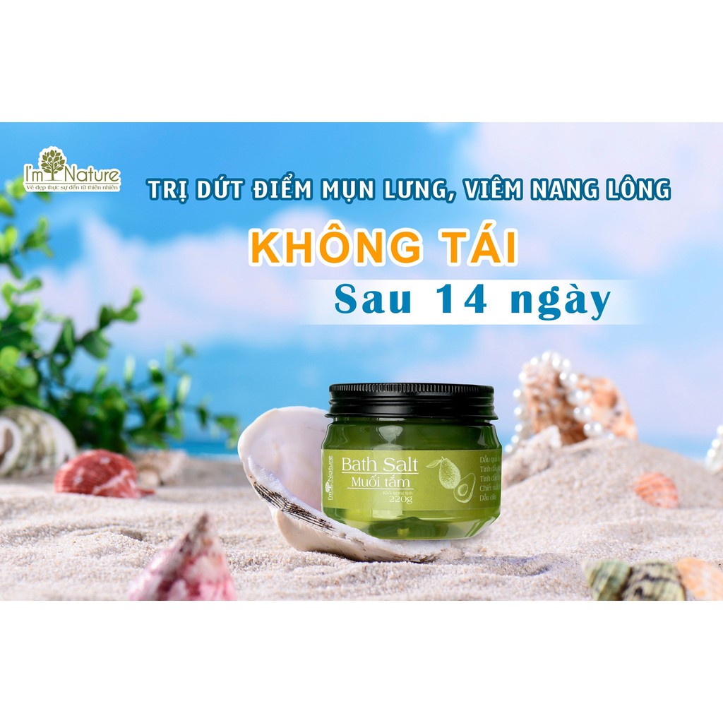 Muối Tắm Giảm Mụn Lưng - Giảm Viêm Nang Lông - Sạch Thâm Mông Và Thâm Vùng Kín Tinh Chất Muối Biển Tràm Trà 220gr