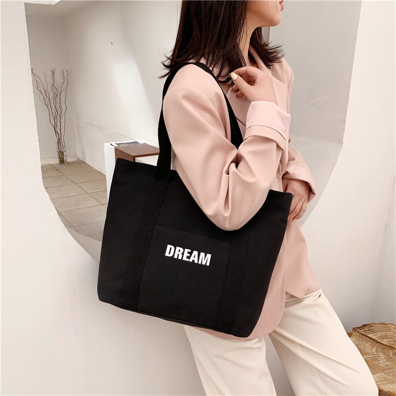 Túi Tote Vải DREAM YOLA SHOP hàn quốc Túi xách nữ vải canvas đẹp rẻ size lớn vừa A4 đi học đi làm TUIV.004 -QUÀ CỘT TÓC