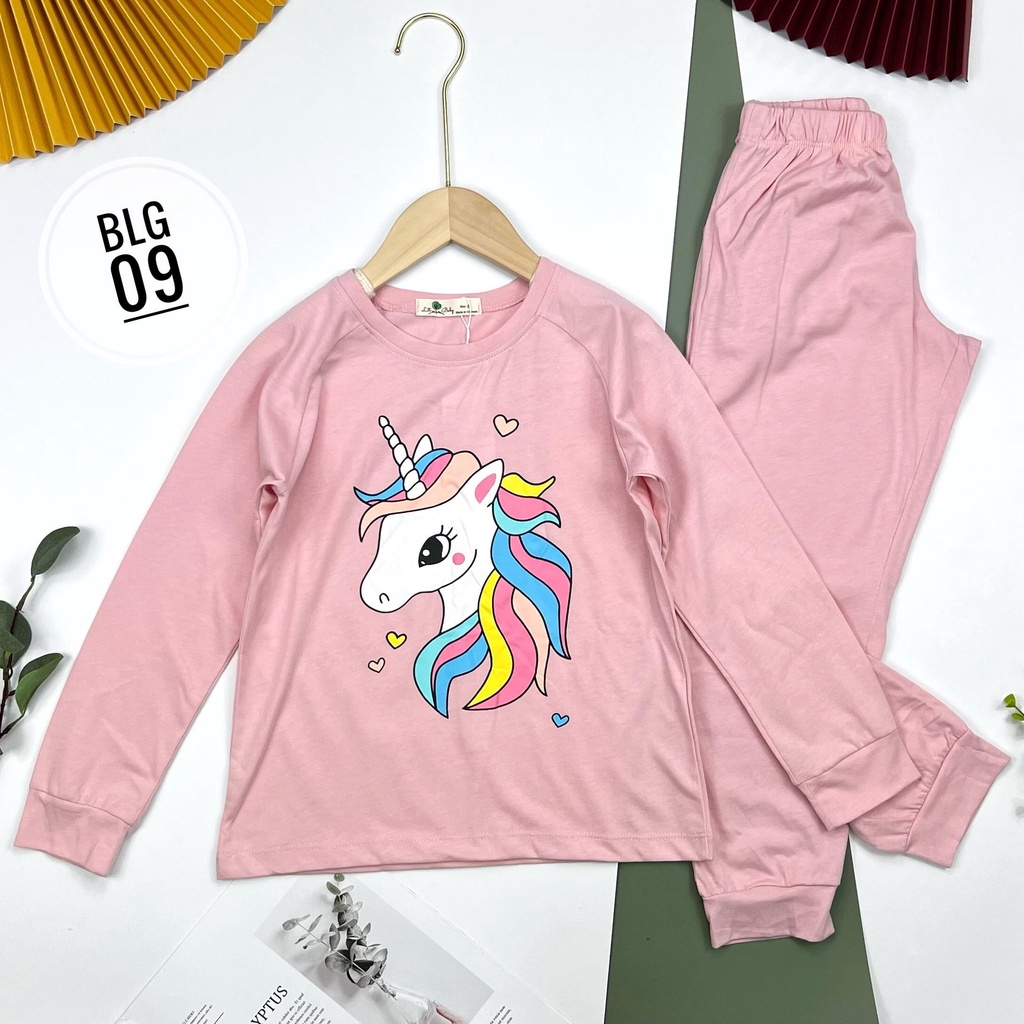Bộ cotton thu đông bé gái mác litibaby, size đại cho bé từ 8/16T, tương dduong 25 - 47kg