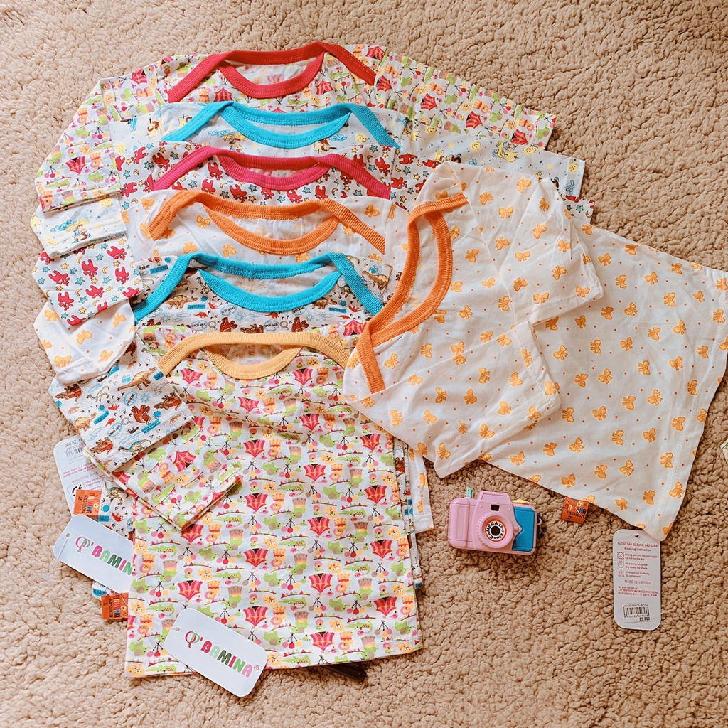 Áo thun tay dài cho bé từ 6-12kg chất liệu cotton, áo tai dài sơ sinh cho bé, in họa tiết dễ thương