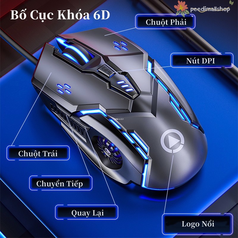 G5 Chuột gaming máy tính có dây Chuột Có Dây Silver Eagle Hàng Chính Hãng Phát Sáng G5 3200DPI Chế độ LED 7màu 6 nút bấm
