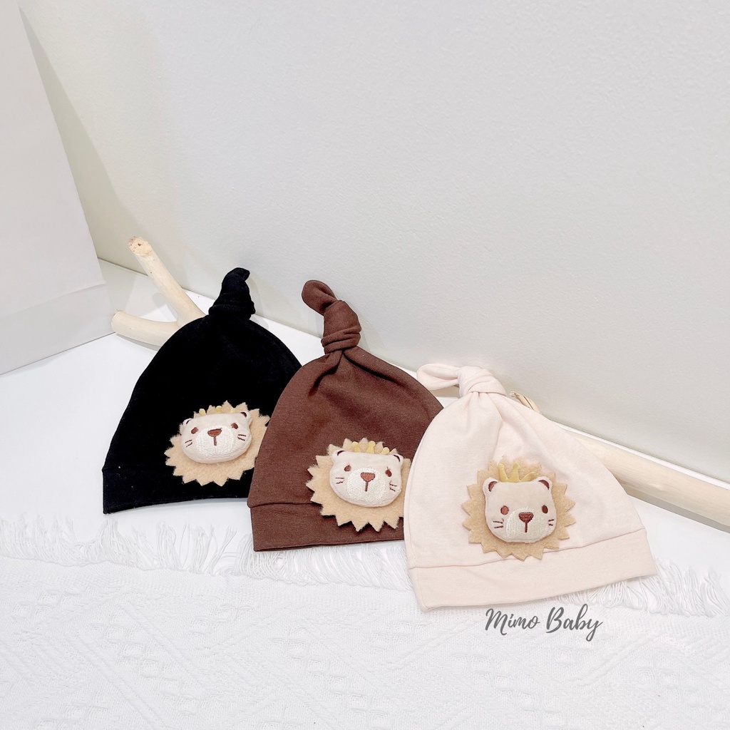 Mũ cotton thắt nút hình sư tử, hình hổ đáng yêu cho bé sơ sinh 5-9kg Mimo baby MD27