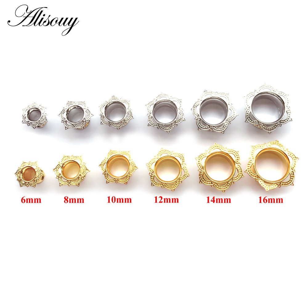 Alisouy 1 Cặp Nút Bịt Tai Bằng Đồng Thau Màu Trắng Kích Thước 6-16mm