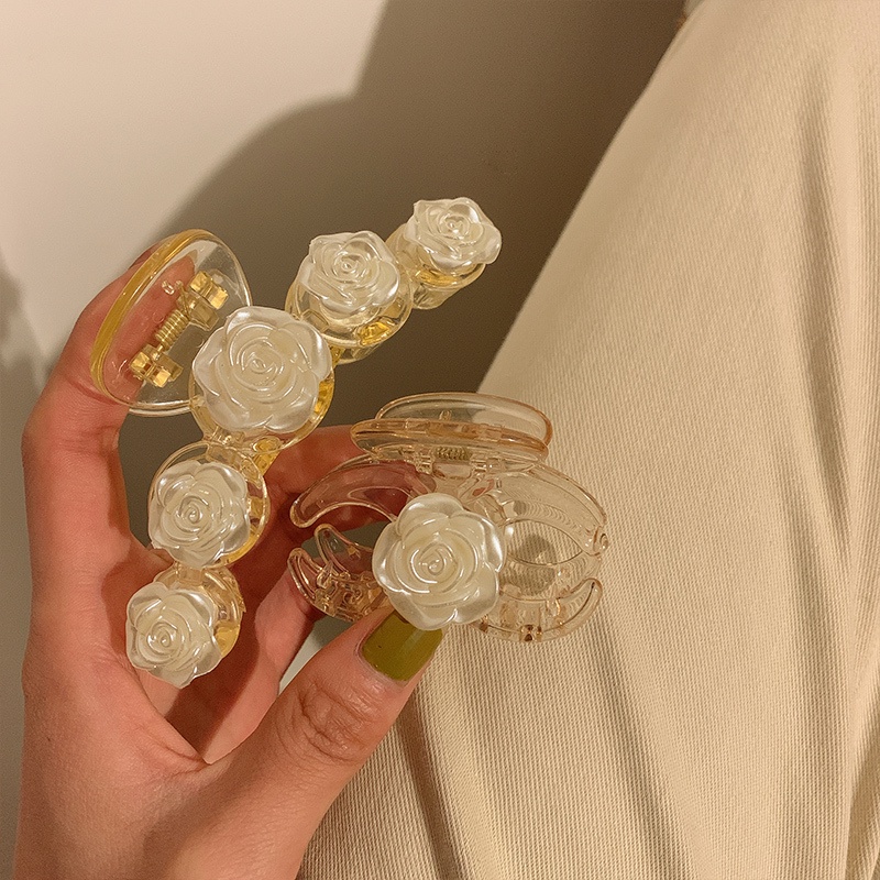 Kẹp Tóc Trong Suốt Đính Hoa Trà Trắng Thanh Lịch Kiểu Hàn Quốc Cho Nữ