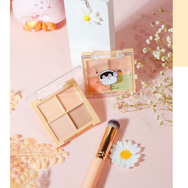 [Hàng mới về] Kem che khuyết điểm Gogotales che phủ mụn / quầng thâm / mắt gồm 4 tông màu tùy chọn kèm cọ tiện dụng | BigBuy360 - bigbuy360.vn