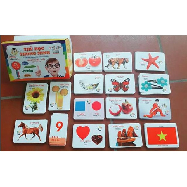 Bộ thẻ học thông minh 16 chủ đề song ngữ/ Dạy bé nhận viết thế giới xung quanh
