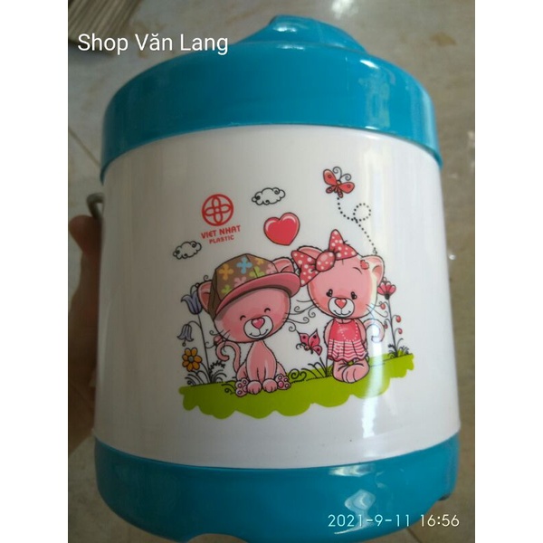 Cặp lồng giữ nhiệt 2 tầng Việt Nhật cao cấp màu xanh và hồng