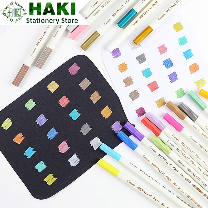 Bút lông nhũ Metallic HAKI, bút highlight có 14 màu sắc trang trí DIY B32