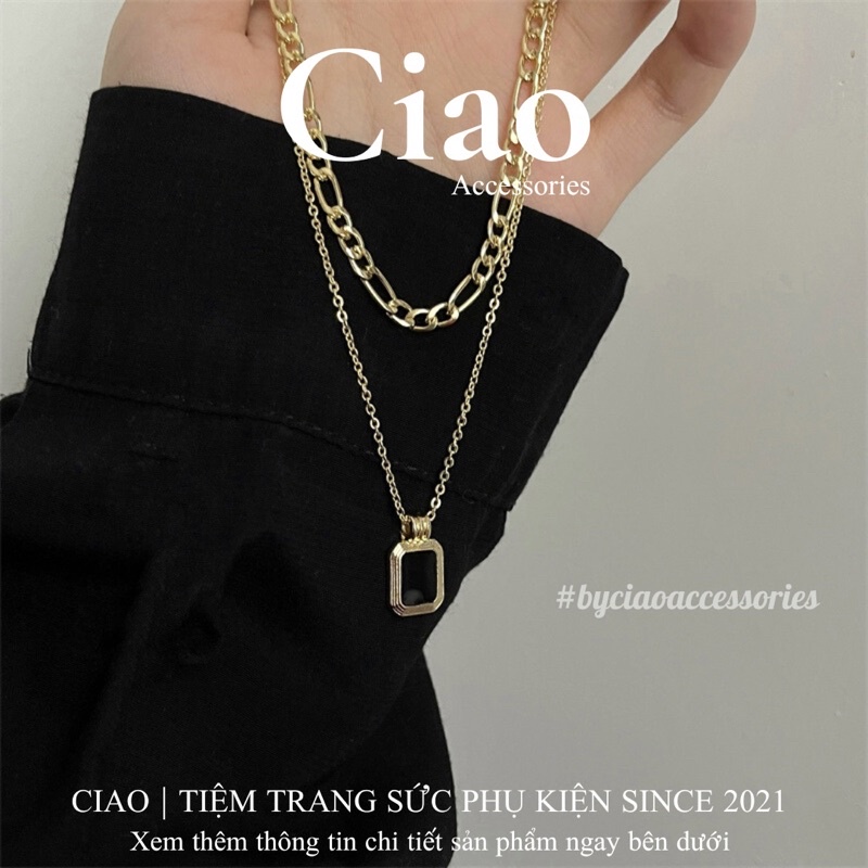 Dây chuyền/ Vòng cổ titan không gỉ thiết kế 2 lớp phong cách trendy Aisha Ciao