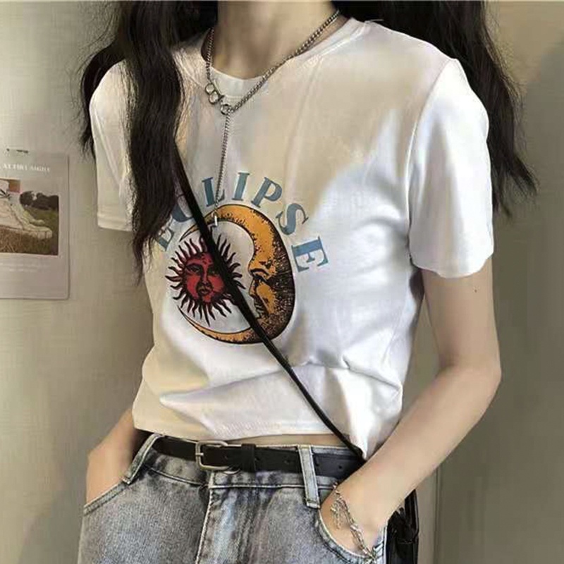 Áo croptop ngắn tay dáng ôm thời trang mùa hè hàn quốc giản dị dành cho nữ