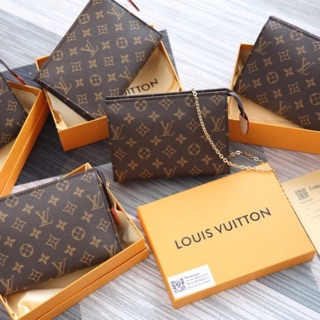 Túi cầm tay clutch lv mini kèm quai xích đeo chéo