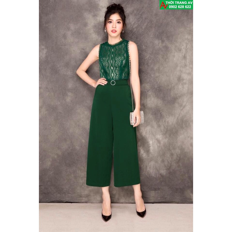 Jumpsuit - Đồ bay lửng ống rộng phối ren đầy sang trọng - AV5900