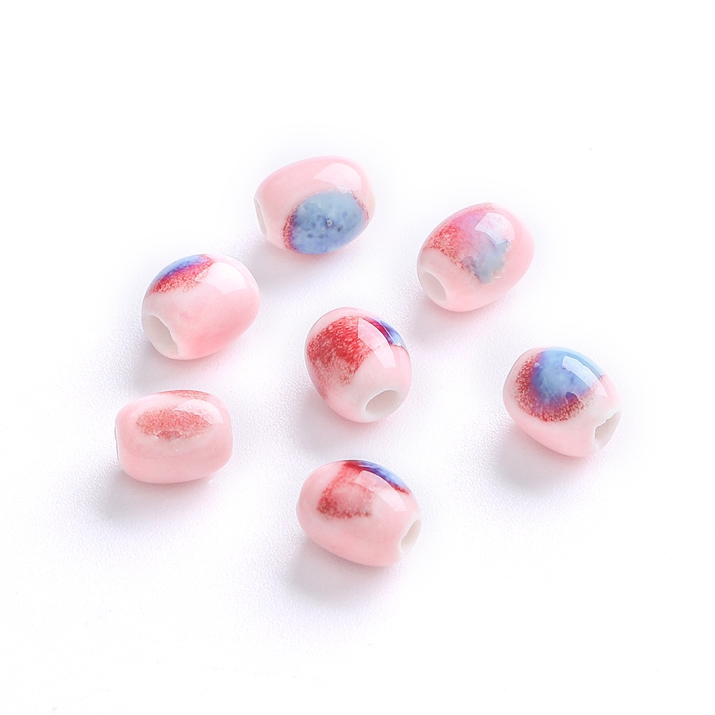 Set 10 Hạt Cườm Sứ Trung Hoa Hình Oval 9x7mm Làm Đồ Trang Sức Thủ Công