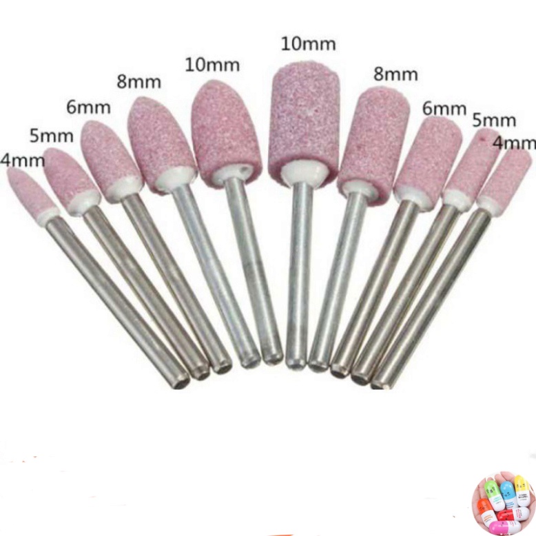 10 mũi đá mài mini chân 3mm dùng cho máy khoan mài khắc mini đa năng