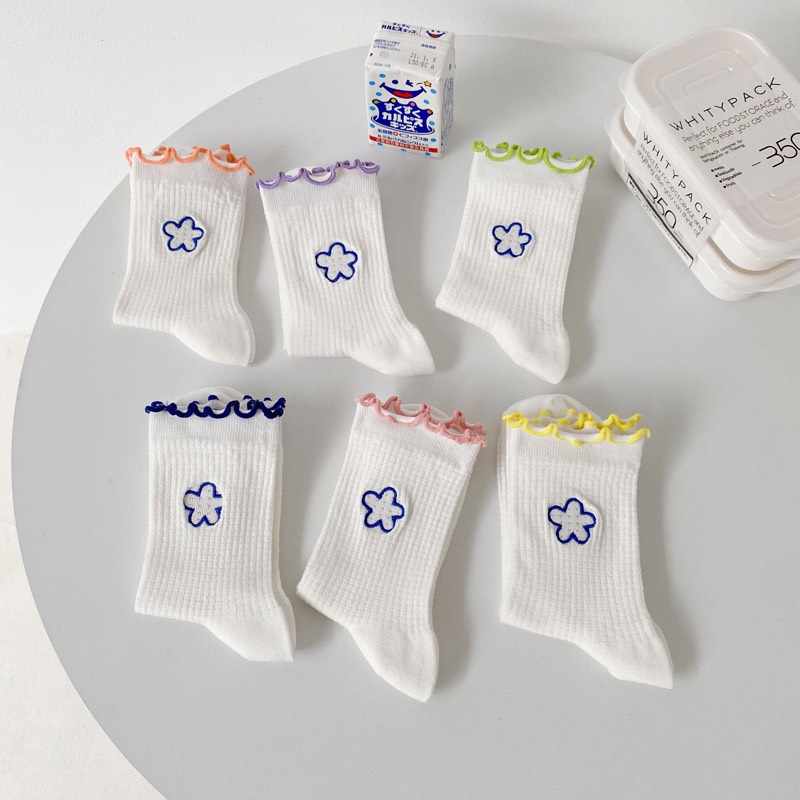 Tất cổ cao nữ cổ nhún siêu xinh hoa mai hàn quốc