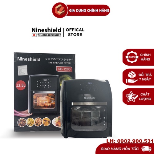 Nồi Chiên Không Dầu Nineshield Chính Hãng Dung Tích 12.5 Với Công Nghệ Nhật Bảo Vệ Sức Khoẻ Loại Bỏ Dầu Mỡ - BH 1 Năm