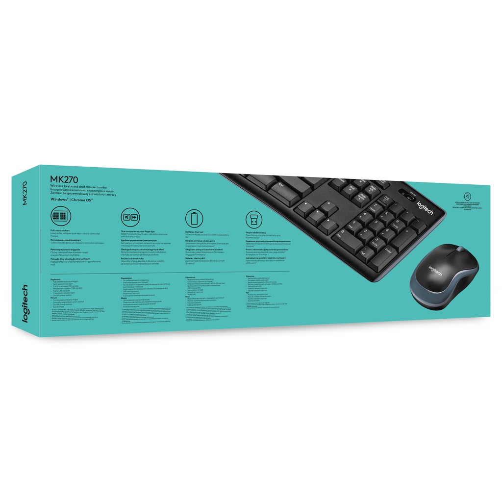 Bộ bàn phím chuột Logitech MK270 / MK270R Không Dây - Bảo hành 3 năm chính hãng