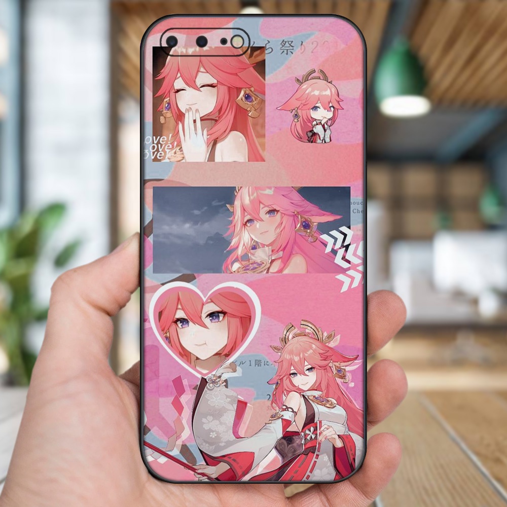 Ốp lưng iPhone 7 Plus, 8 Plus dẻo đen cạnh vuông in hình Yae Miko Genshin Impact
